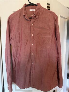 Gustin Men's oxblood Red Button-Down Oxford Shirt selvedge